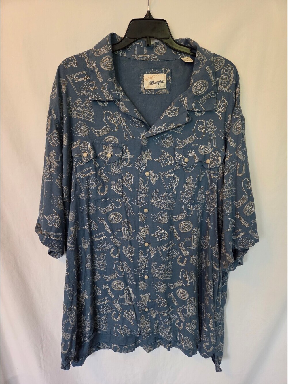 Wrangler Blue Western Print Button-Up Shirt XXL